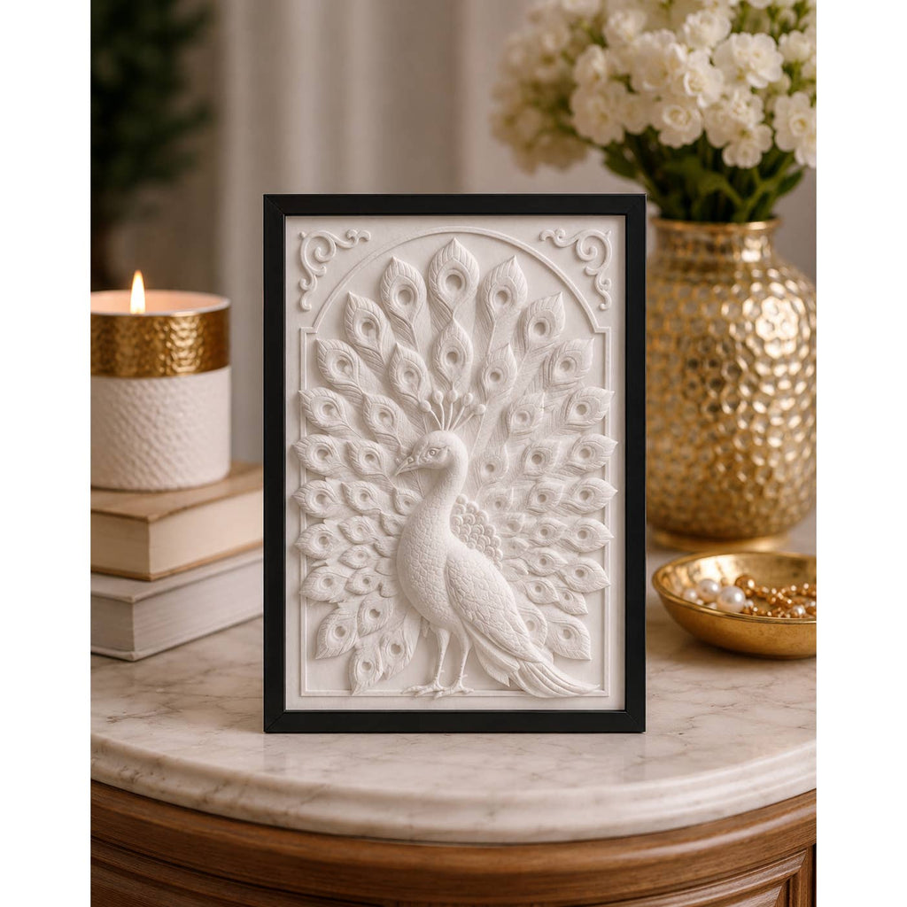 Tableau Paon en Relief 3D – Décoration Murale Élégante | Maison4SDesign
