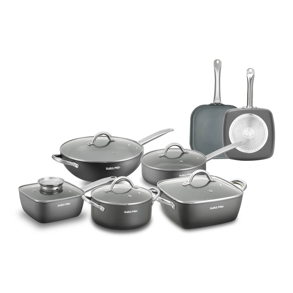 Ensemble 12 Pièces Ustensiles de Cuisine Aluminium – Wok, Poêles & Casseroles