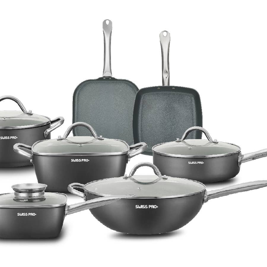 Ensemble 12 Pièces Ustensiles de Cuisine Aluminium – Wok, Poêles & Casseroles