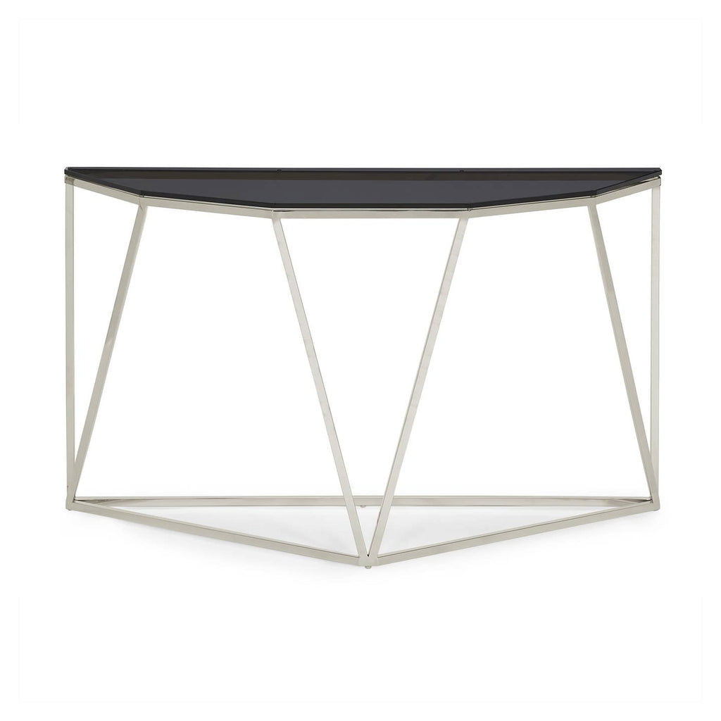 Console Aria – Verre Fumé & Acier Inoxydable Poli | Maison23design