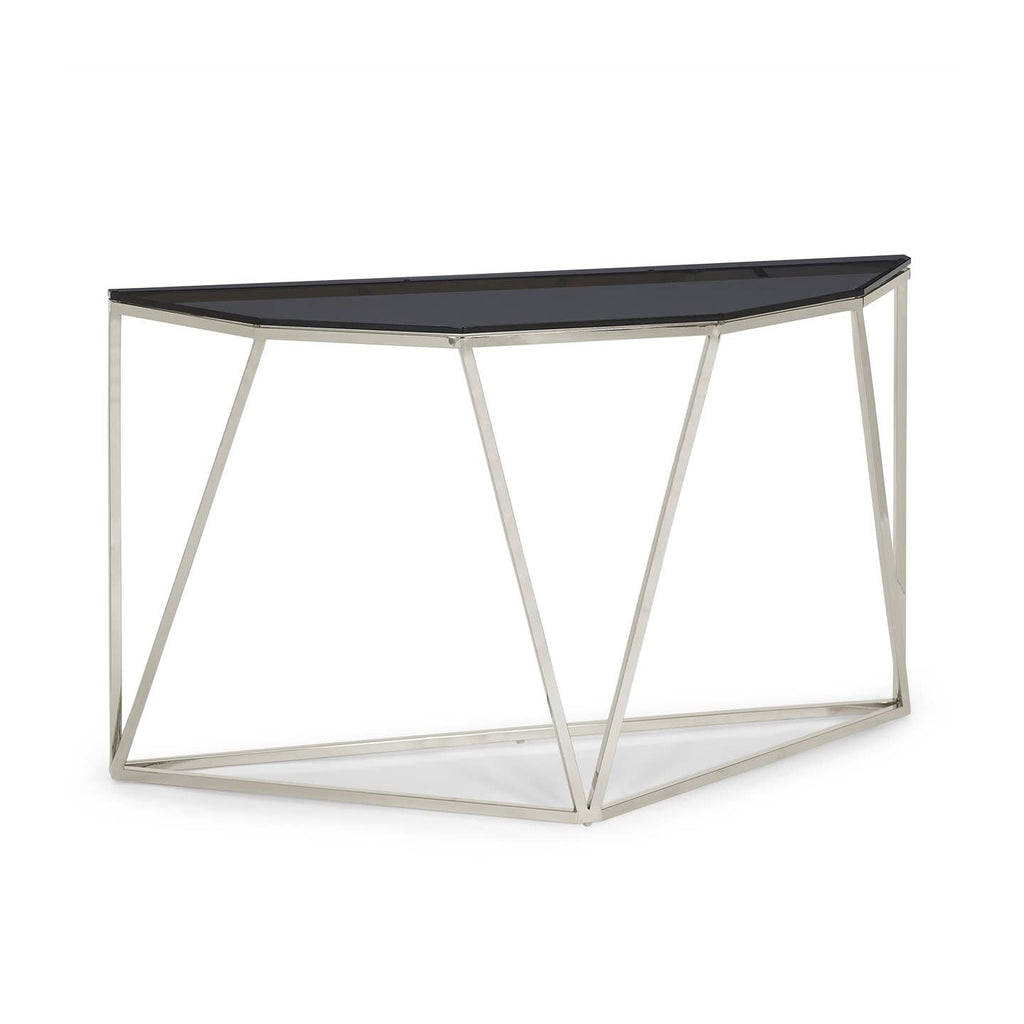 Console Aria – Verre Fumé & Acier Inoxydable Poli | Maison23design