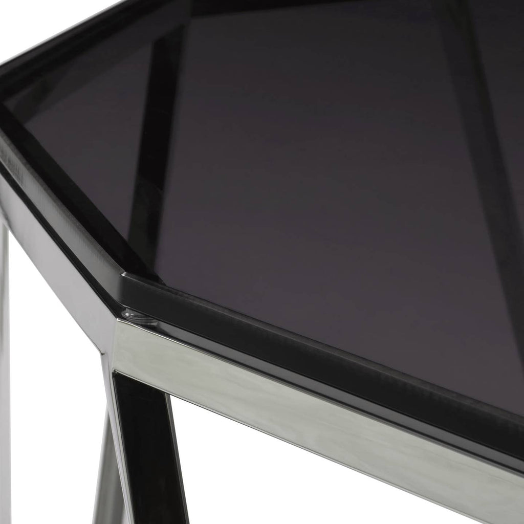 Console Aria – Verre Fumé & Acier Inoxydable Poli | Maison23design