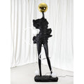 Lampadaire Nocturne – Résine noire & verre opalin | 198 cm | Maison4SDesign