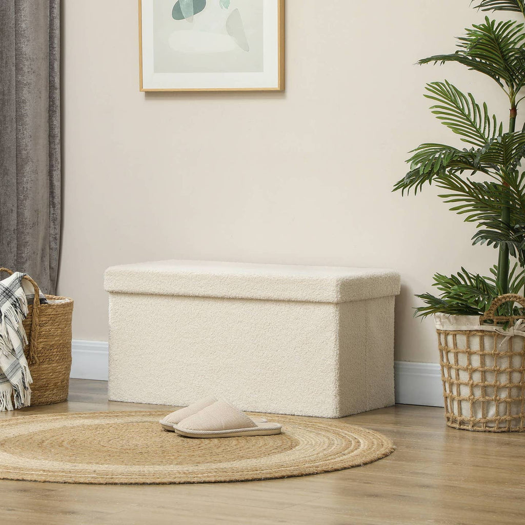 Coffre-banquette de rangement 84 L – Blanc crème