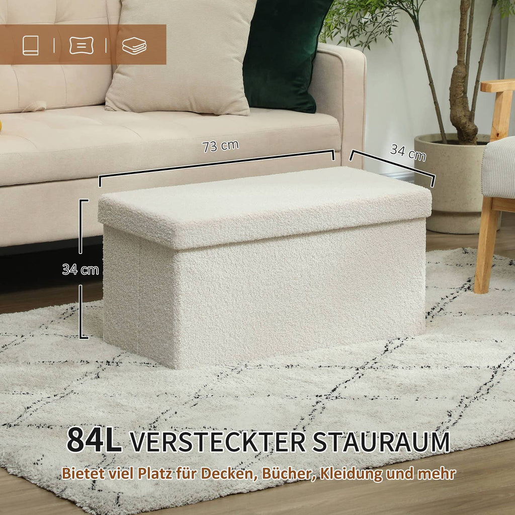 Coffre-banquette de rangement 84 L – Blanc crème
