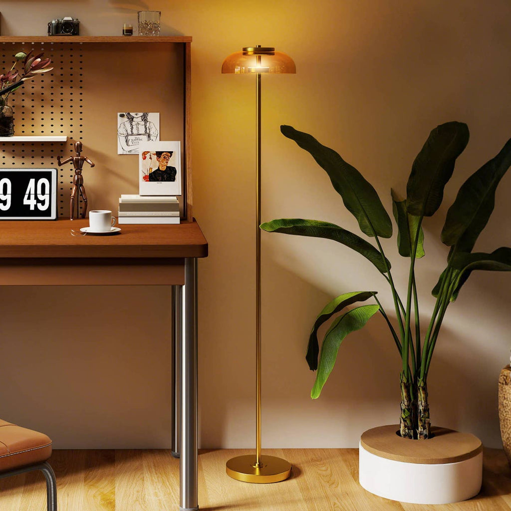 Lampadaire LED Laiton Minimaliste – Lumière Chaude 3000K pour Salon & Chambre