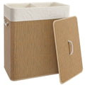 Panier à Linge Bambou 100L avec Couvercle & 2 Compartiments – Design Naturel