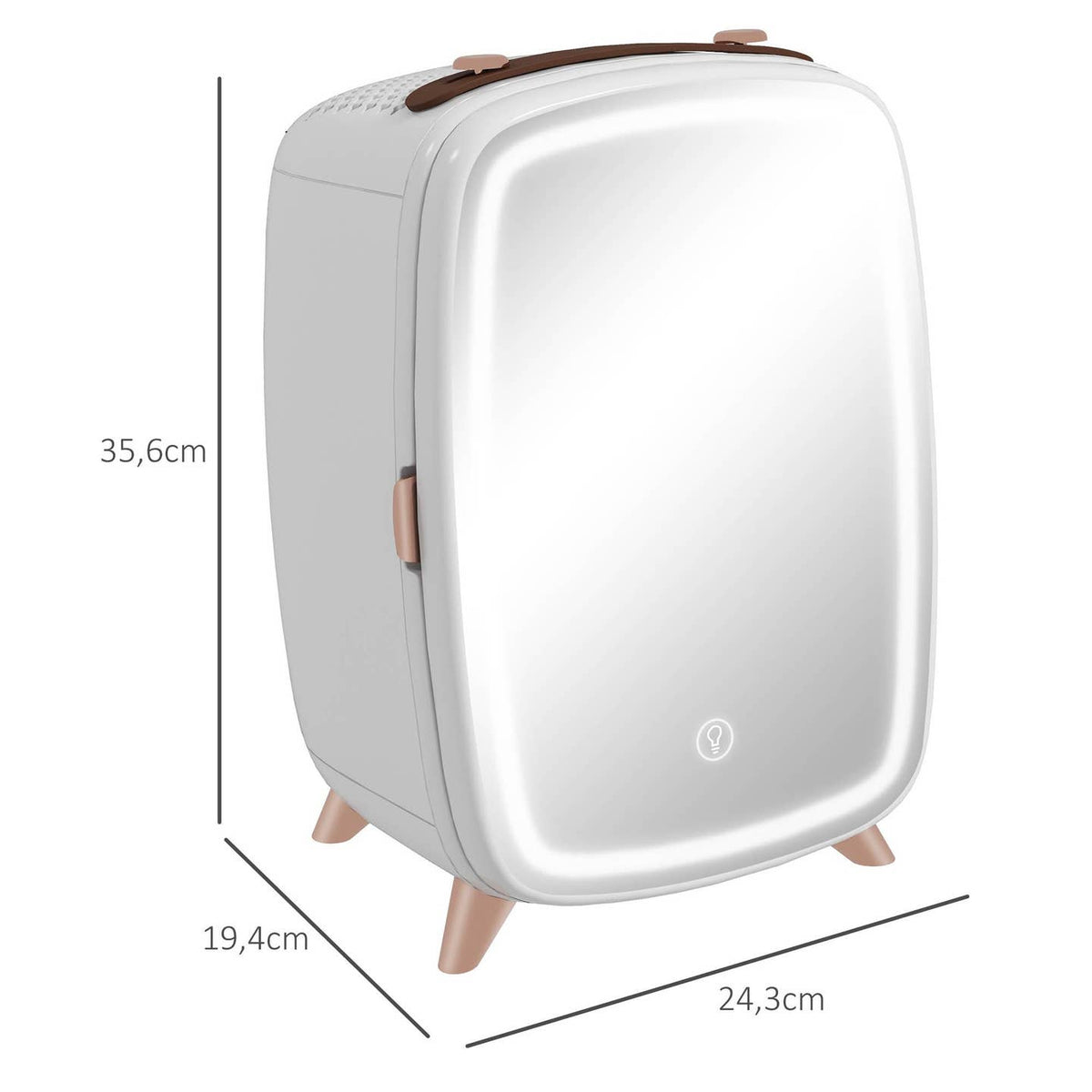 Beauty Fridge 6L avec Miroir LED & Écran Tactile – Mini Réfrigérateur Cosmétique Blanc