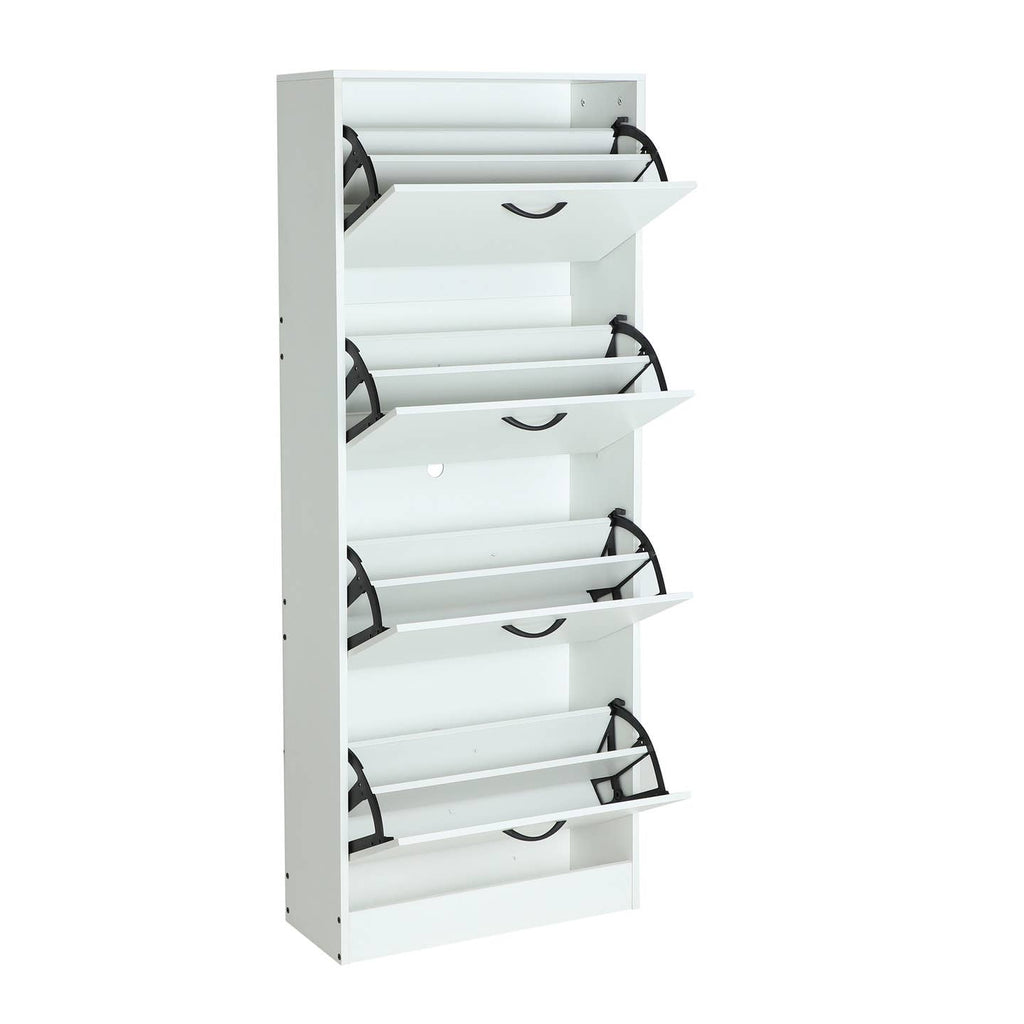Meuble à Chaussures Colonne en Bois MDF – Blanc, 60 × 24 × 151 cm