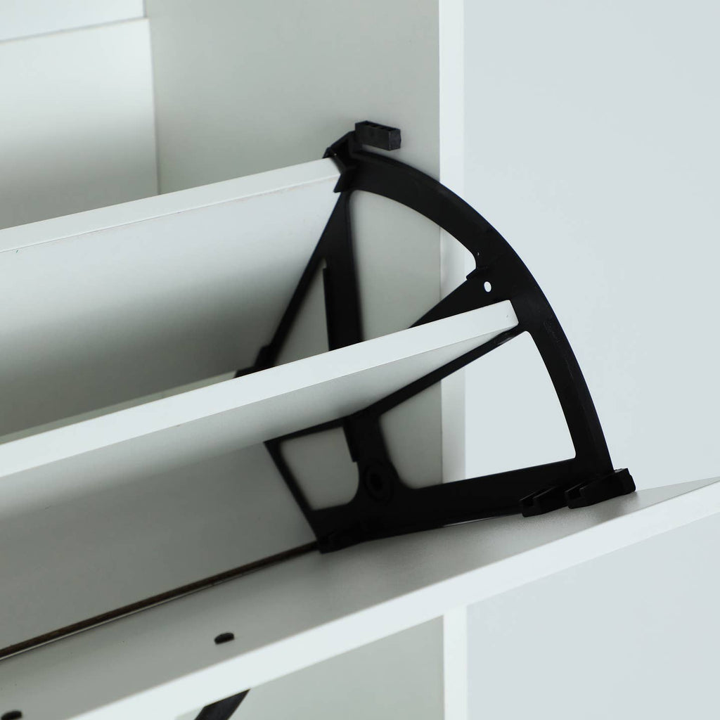 Meuble à Chaussures Colonne en Bois MDF – Blanc, 60 × 24 × 151 cm