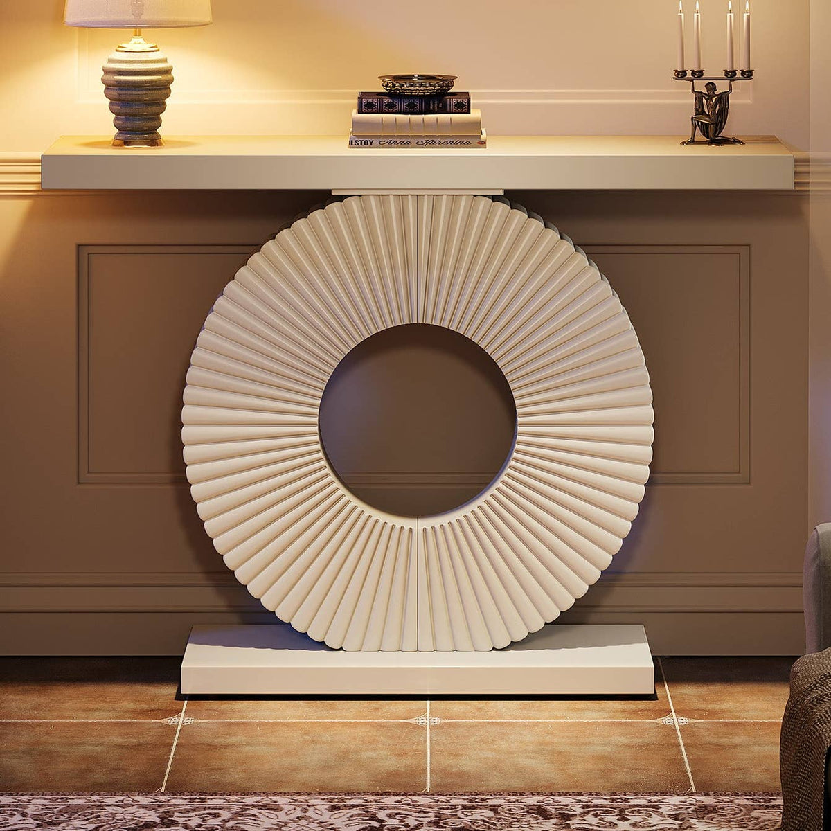 Console d’entrée 102 cm, base géométrique et silhouette moderne