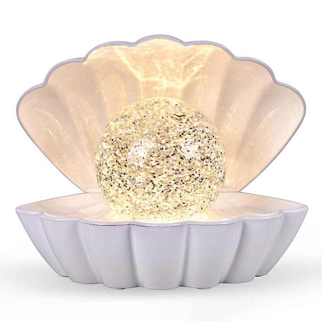 Lampe décorative Coquillage à paillettes, L17,5 x P12,5 x H15 cm – Blanc