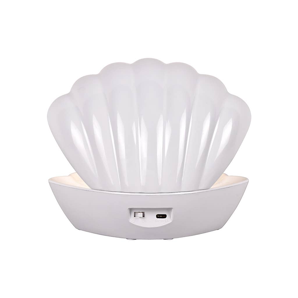 Lampe décorative Coquillage à paillettes, L17,5 x P12,5 x H15 cm – Blanc