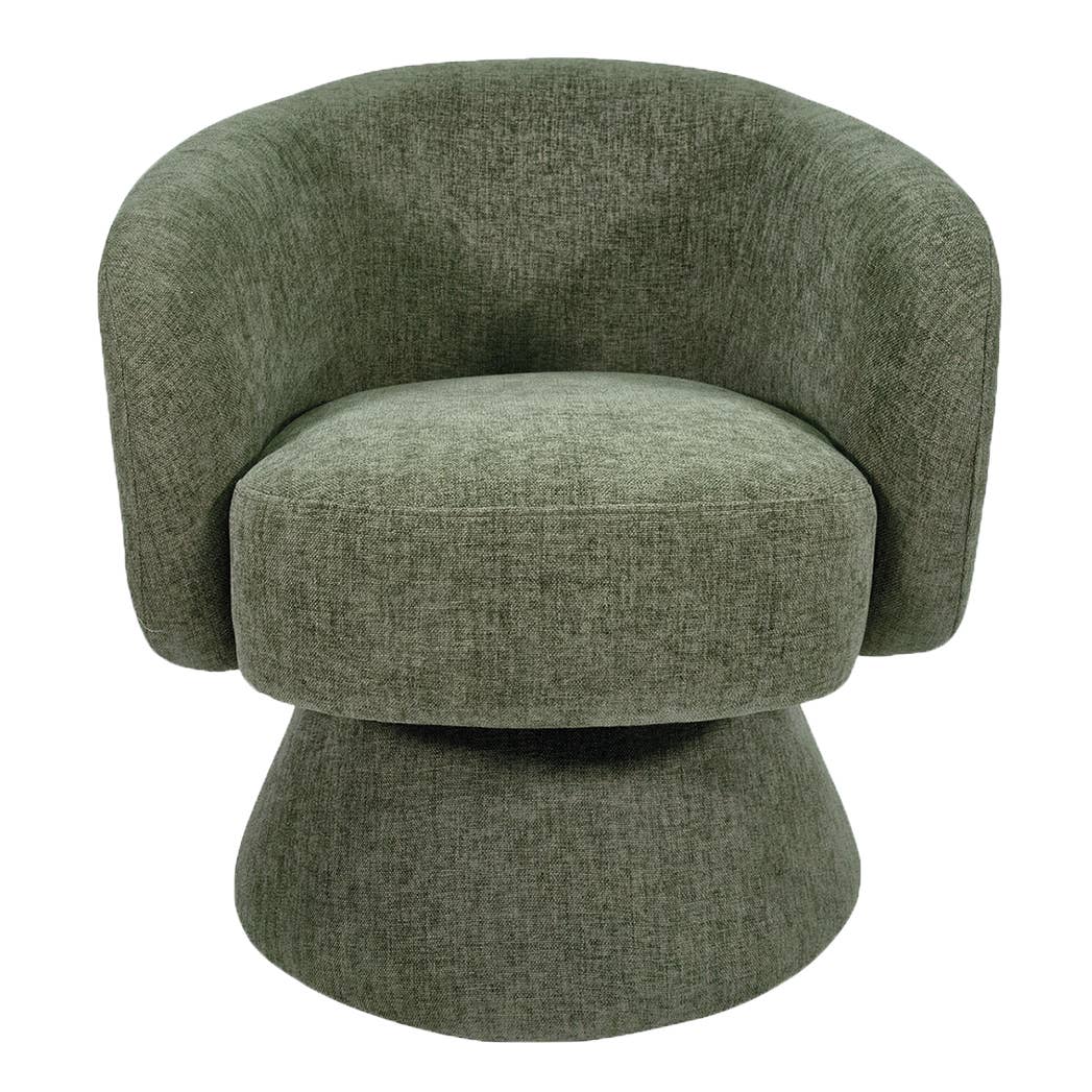 Fauteuil Manon chenille kaki pivotant L68 P66 H74cm