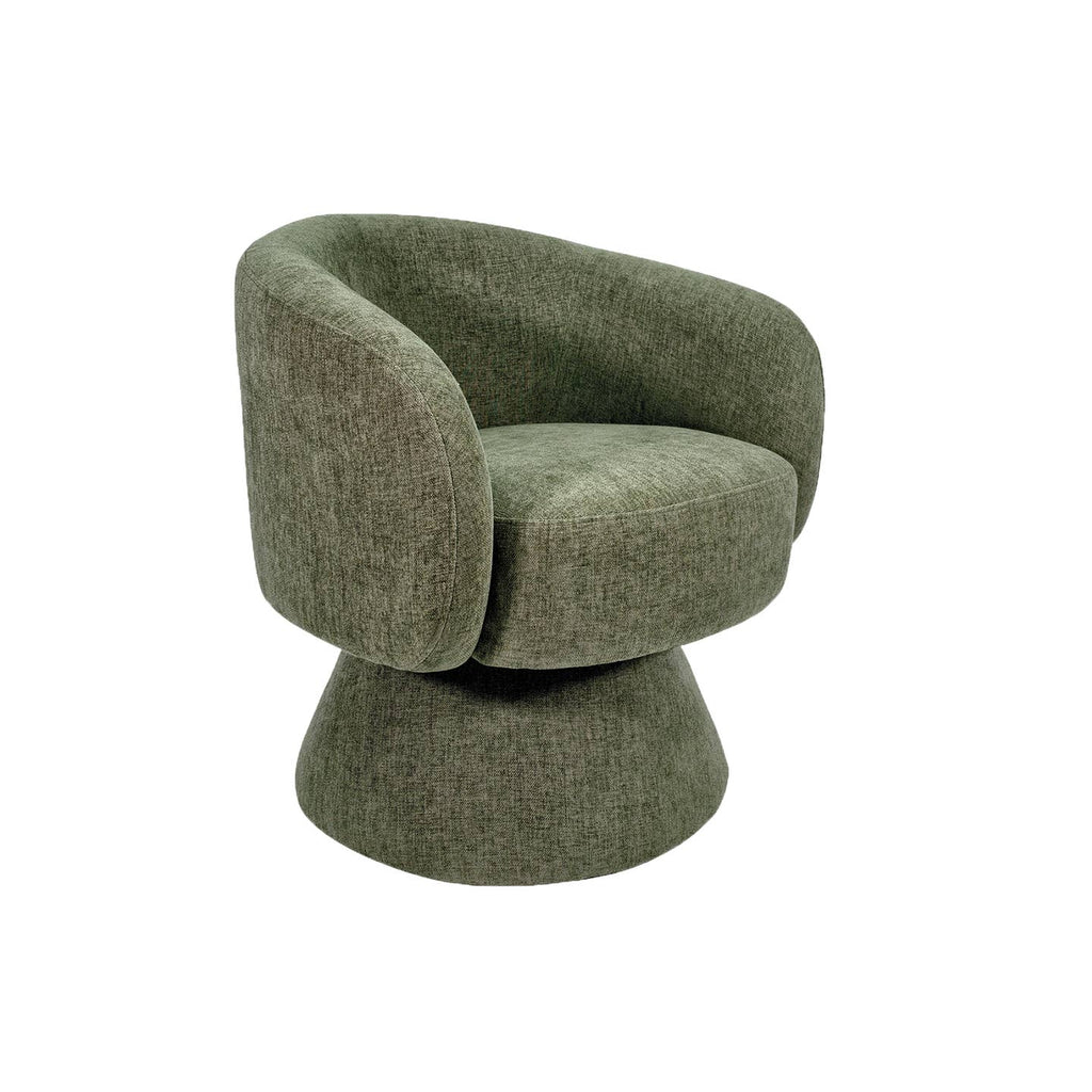 Fauteuil Manon chenille kaki pivotant L68 P66 H74cm