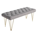 Banc d'assise velours gris – Cadre métal | 116 cm | Maison4SDesign