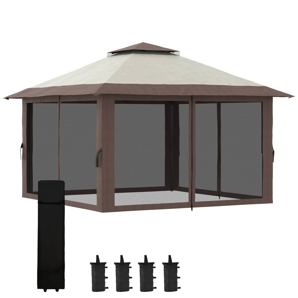 Pavillon pliant réglable en hauteur – 4 parois en filet | Beige | Maison4SDesign