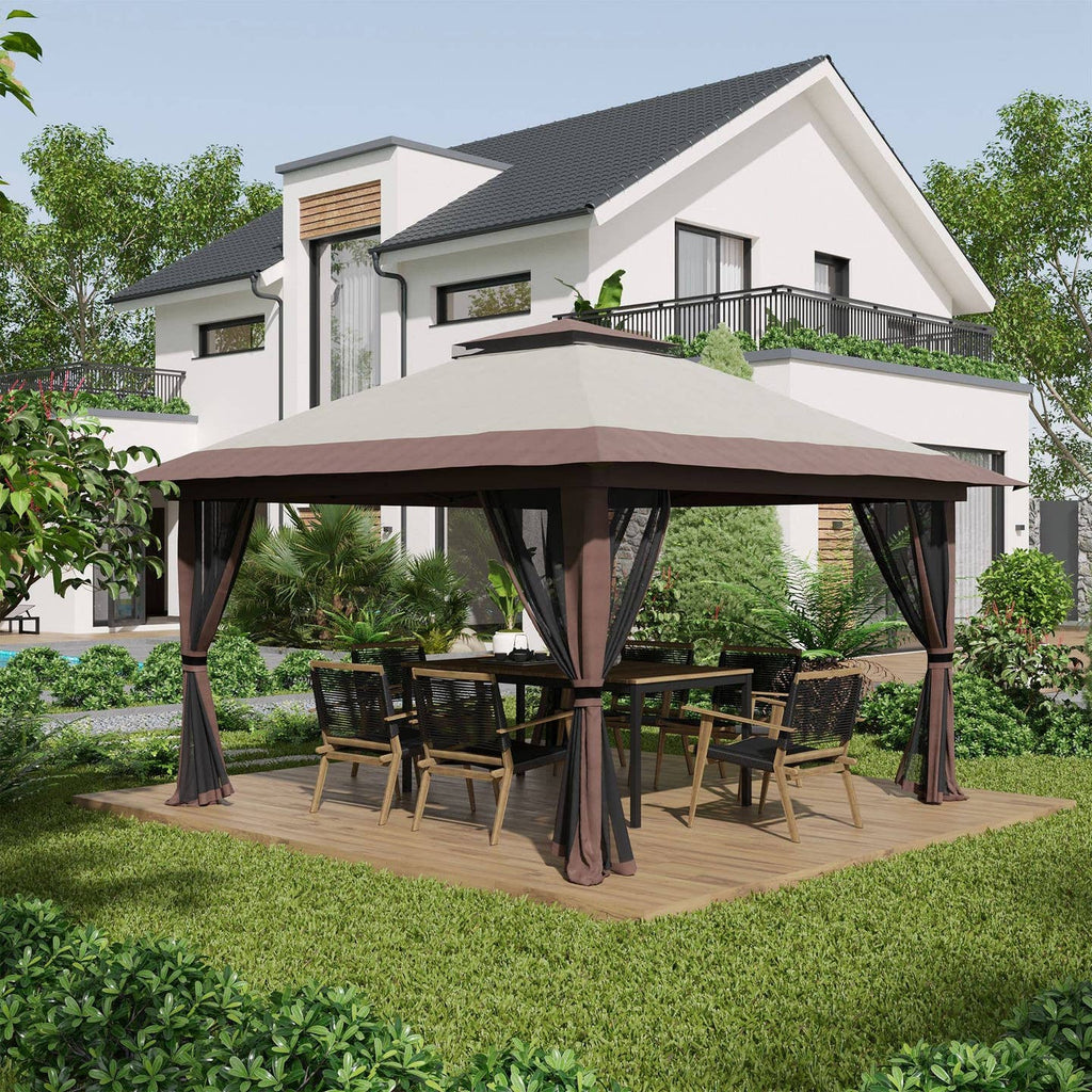 Pavillon pliant réglable en hauteur – 4 parois en filet | Beige | Maison4SDesign
