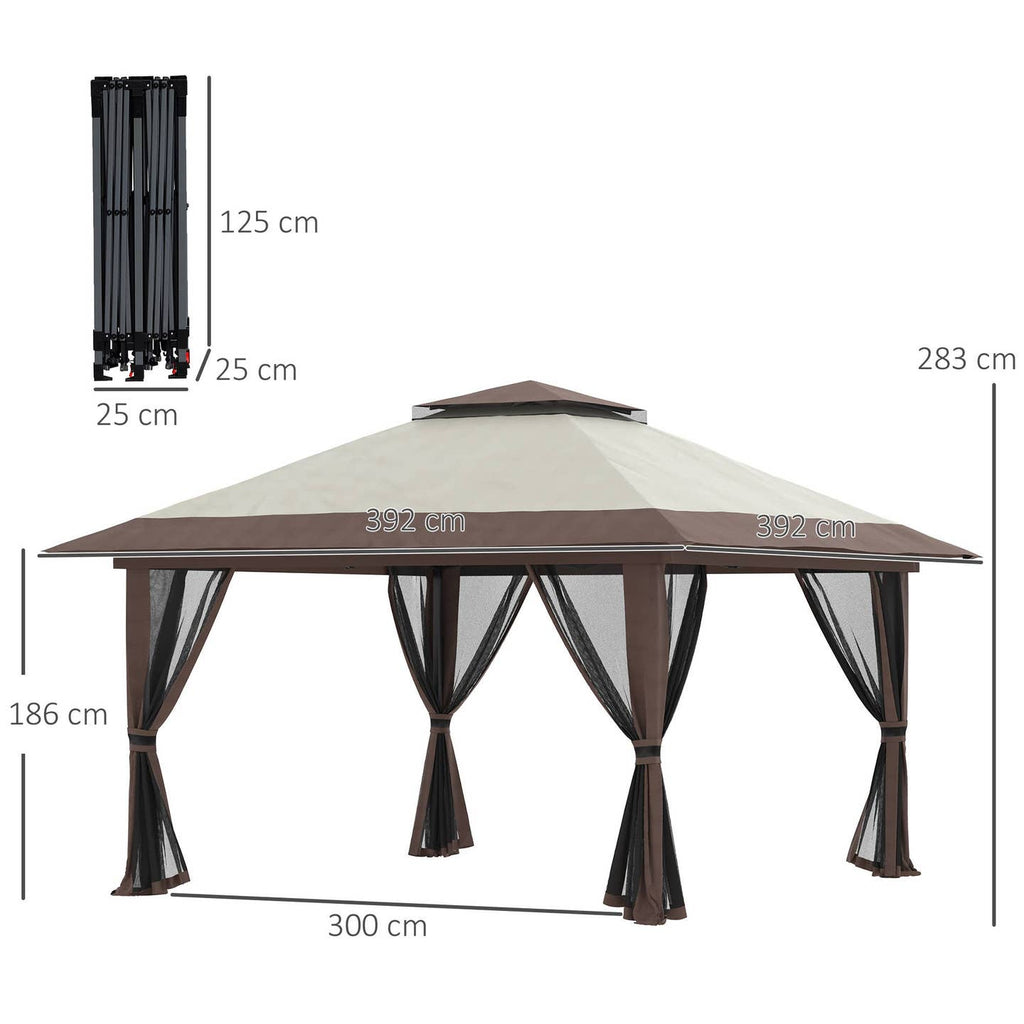 Pavillon pliant réglable en hauteur – 4 parois en filet | Beige | Maison4SDesign