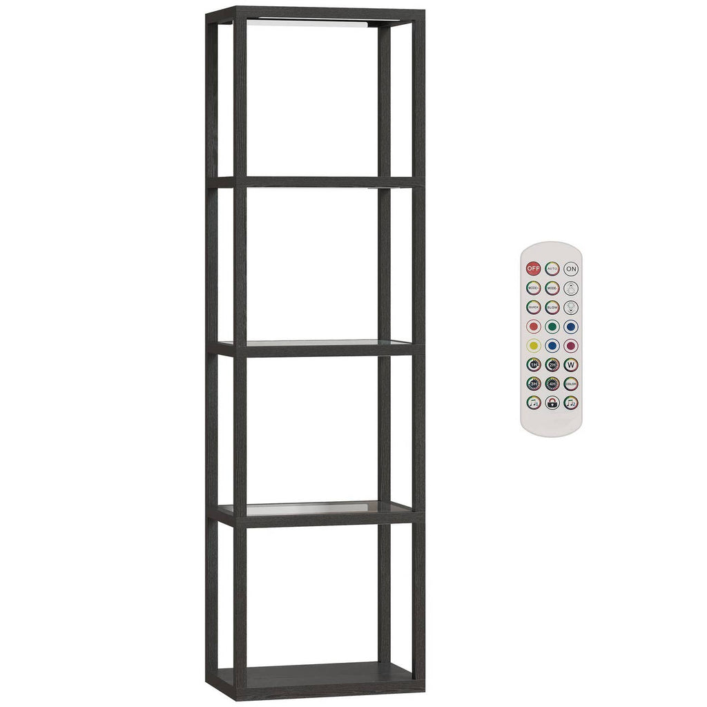 Lampadaire RGB avec étagères en verre, noir