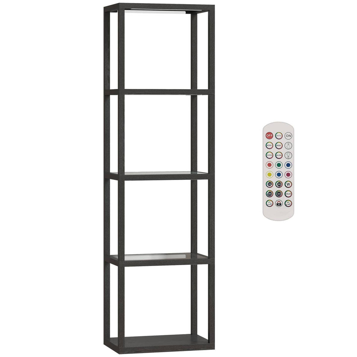 Lampadaire RGB avec étagères en verre, noir