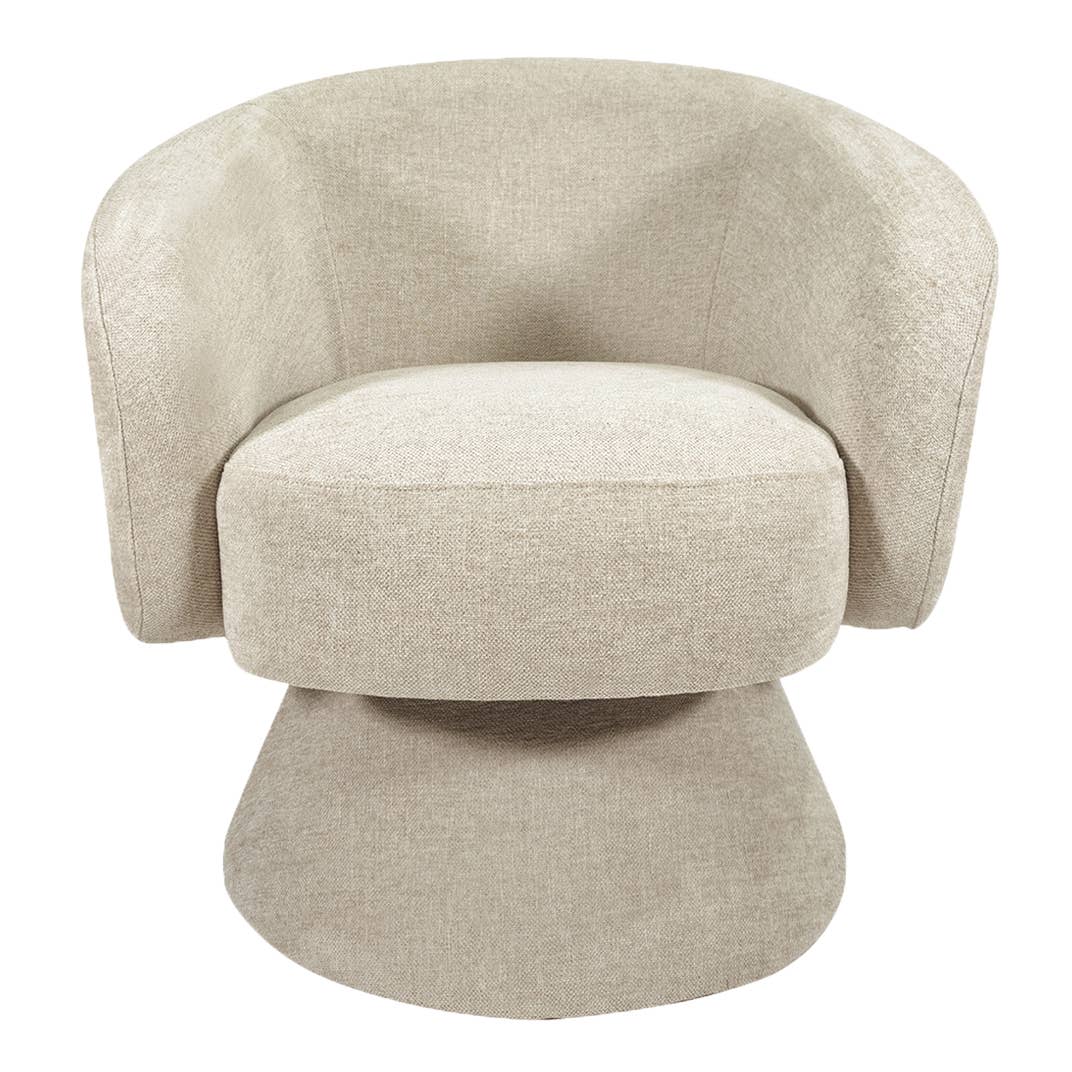 Fauteuil Manon chenille ivoire pivotant L68 P66 H74cm