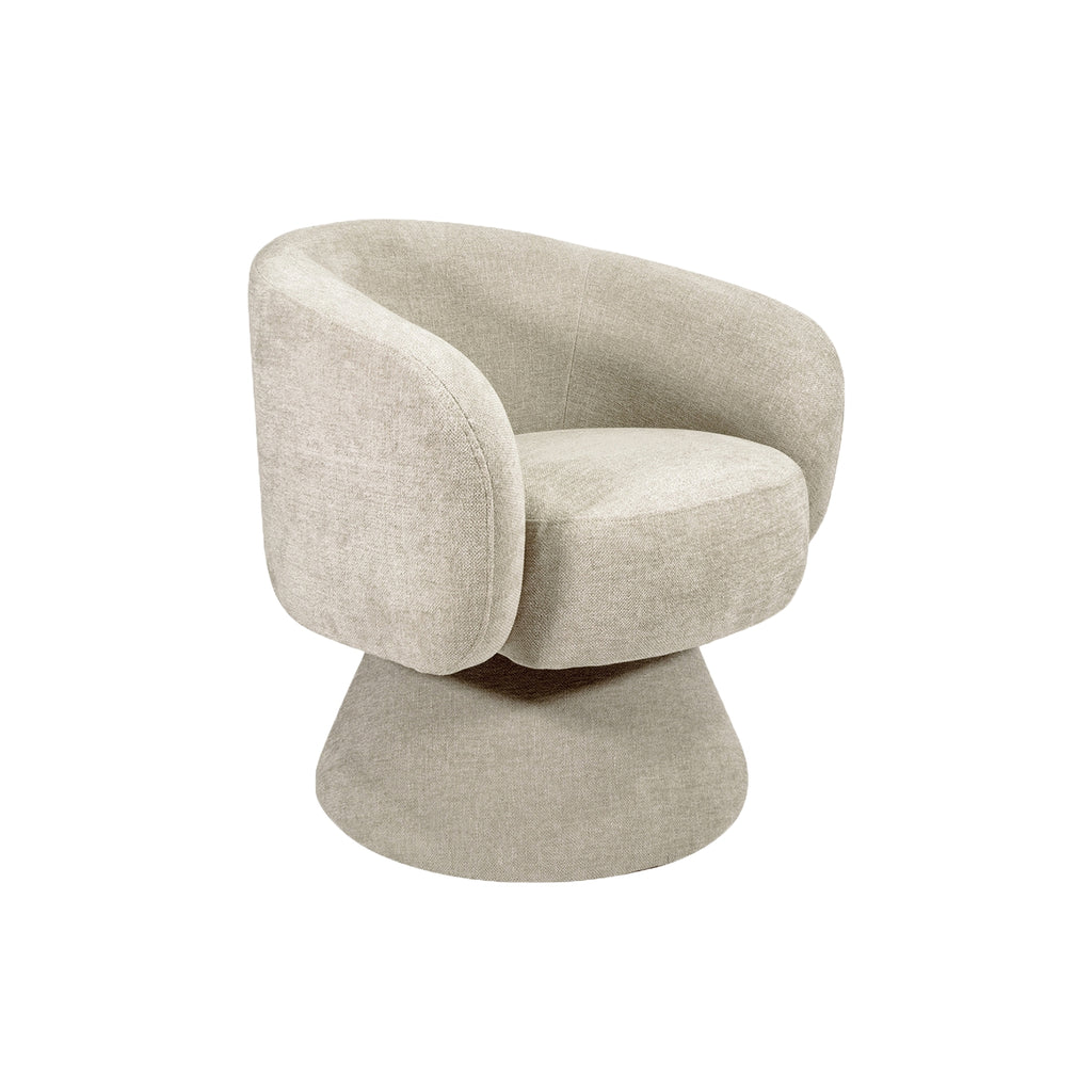 Fauteuil Manon chenille ivoire pivotant L68 P66 H74cm