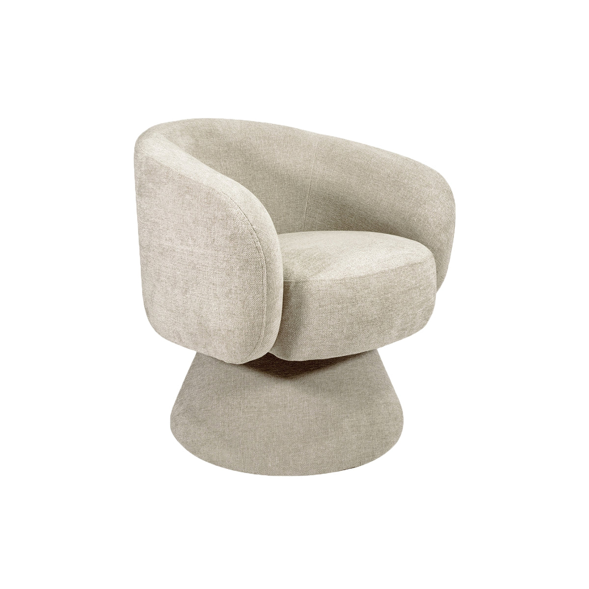 Fauteuil Manon chenille ivoire pivotant L68 P66 H74cm