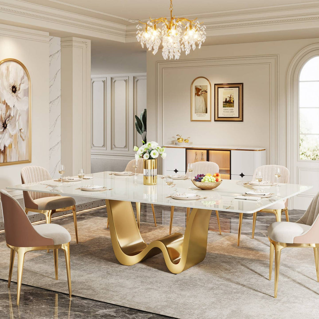 Table à manger rectangulaire en pierre frittée 79" – 8 personnes