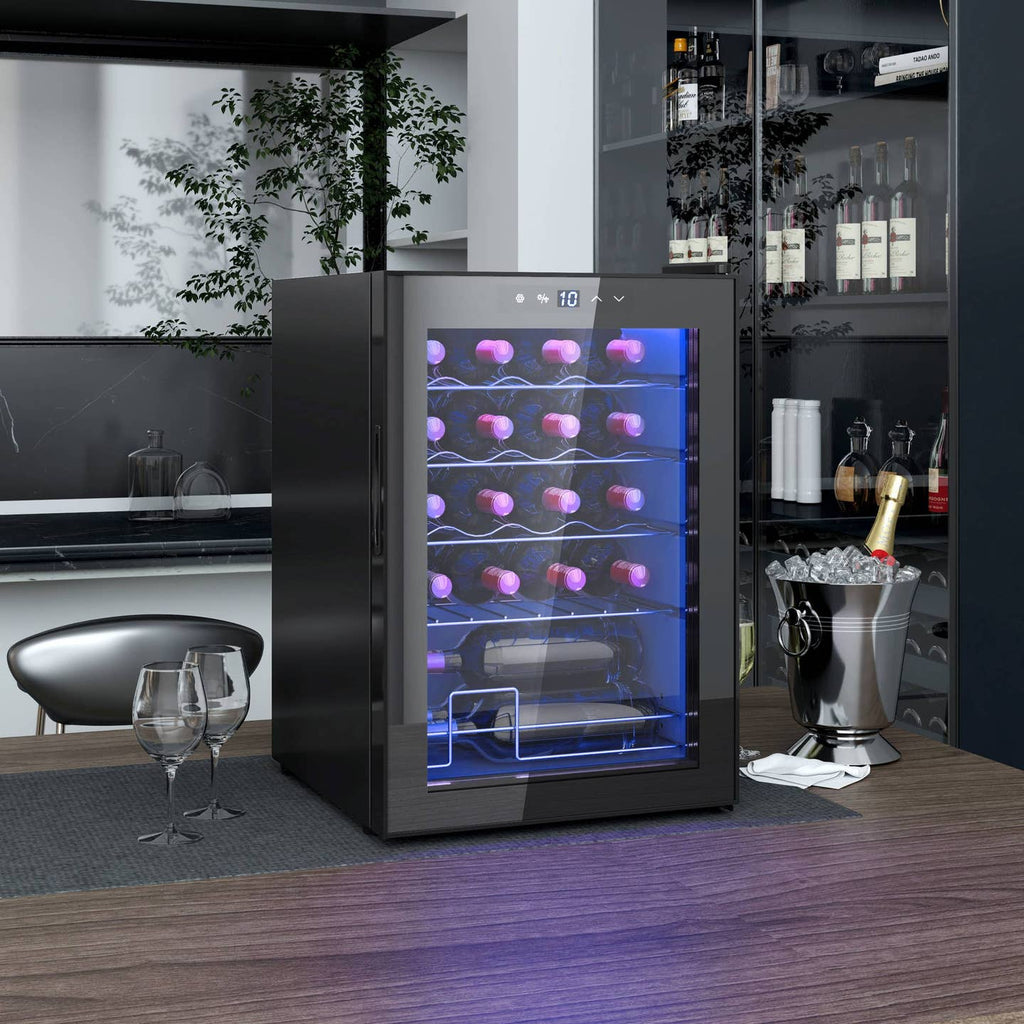Petit réfrigérateur à vin, Cave à Vin Compacte 20 Bouteilles – Refroidissement Silencieux & Protection UV