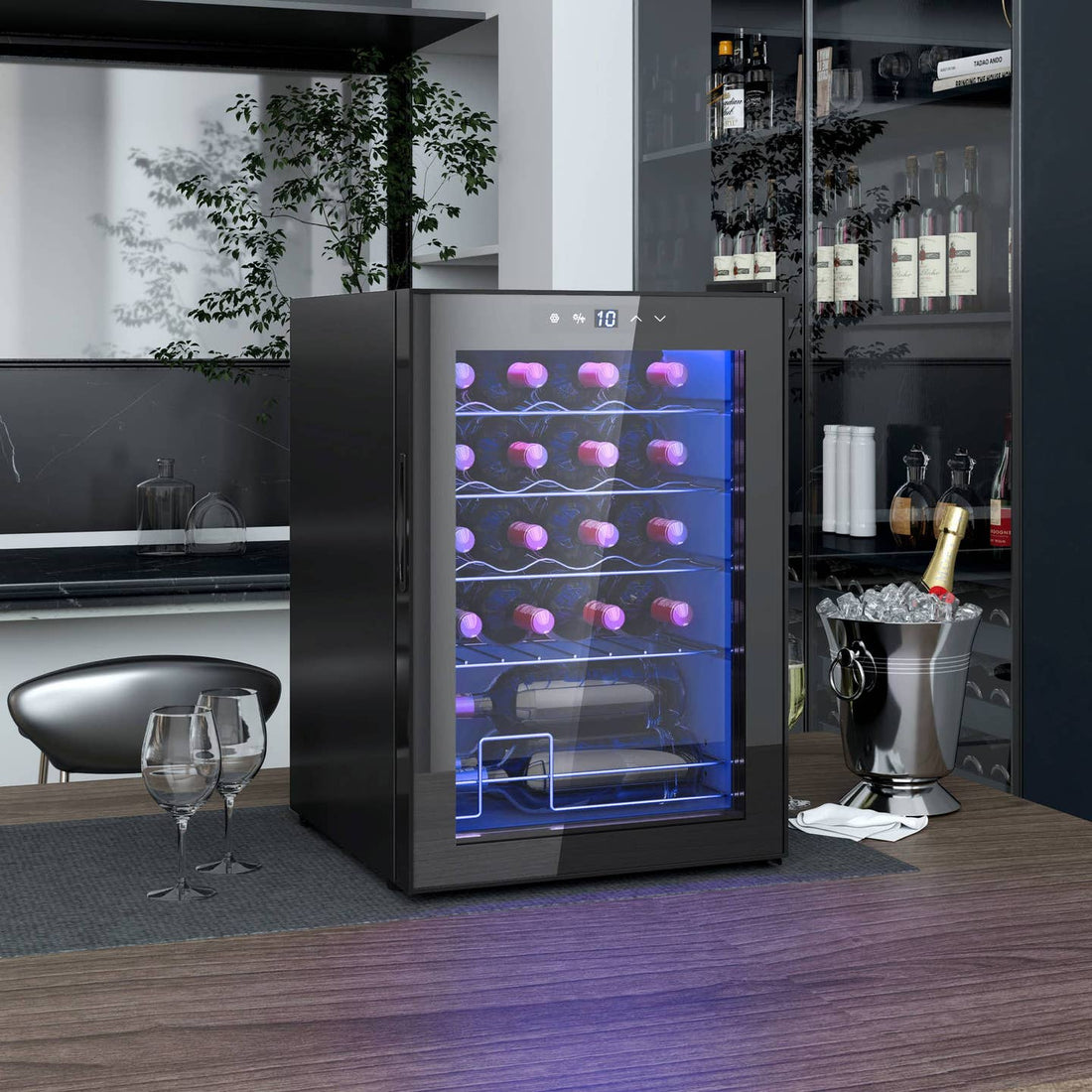 Petit réfrigérateur à vin, Cave à Vin Compacte 20 Bouteilles – Refroidissement Silencieux & Protection UV