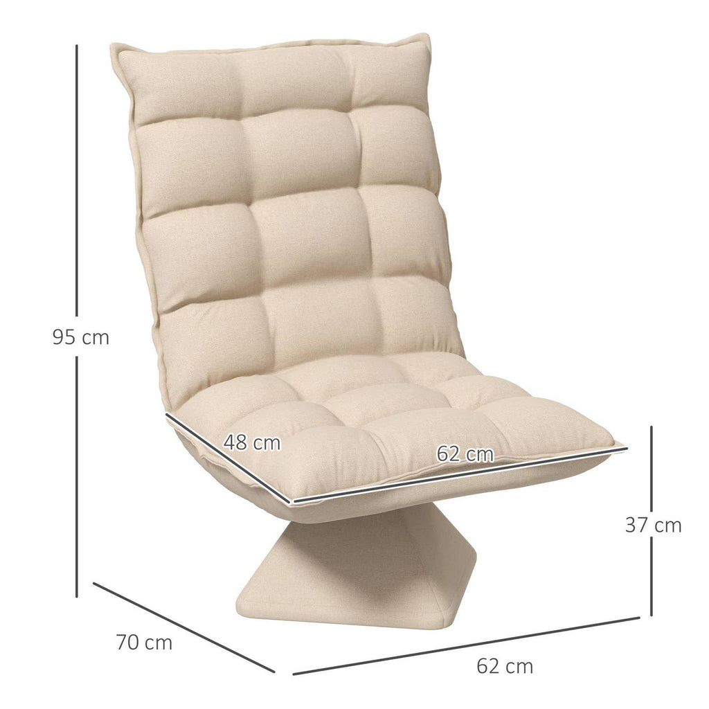Fauteuil de Sol Pivotant 360° – Aspect Lin Beige, Dossier Réglable