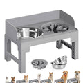 Gamelle Surélevée pour Chien – Support Réglable, 3 Bols (1 Anti-glouton + 2 Inox), Gris