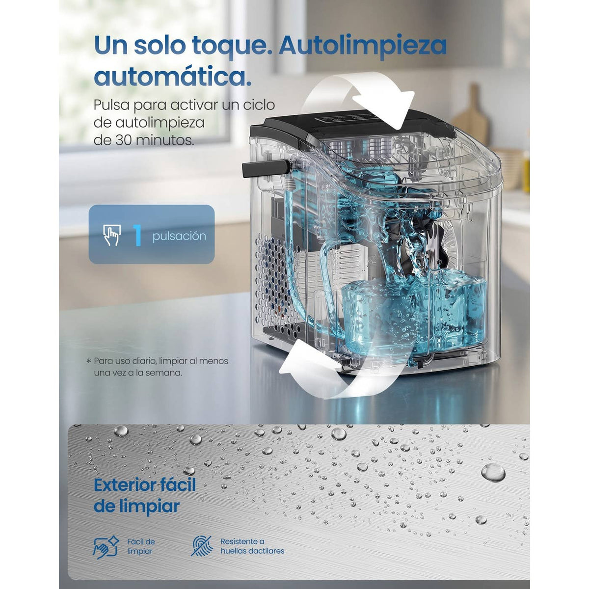 Machine à Glaçons Portable – 9 Glaçons en 6 min, Autonettoyante, Gris