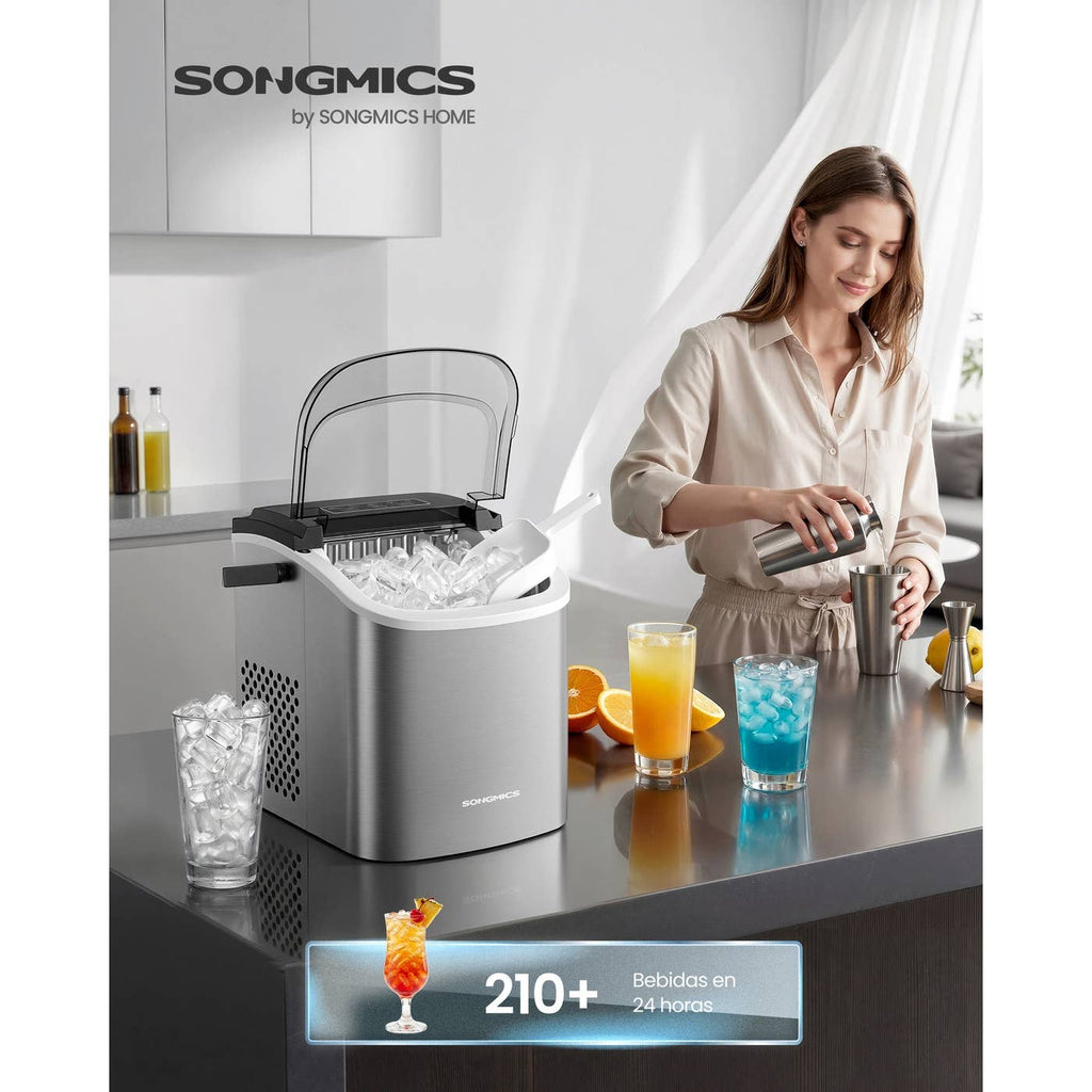 Machine à Glaçons Portable – 9 Glaçons en 6 min, Autonettoyante, Gris