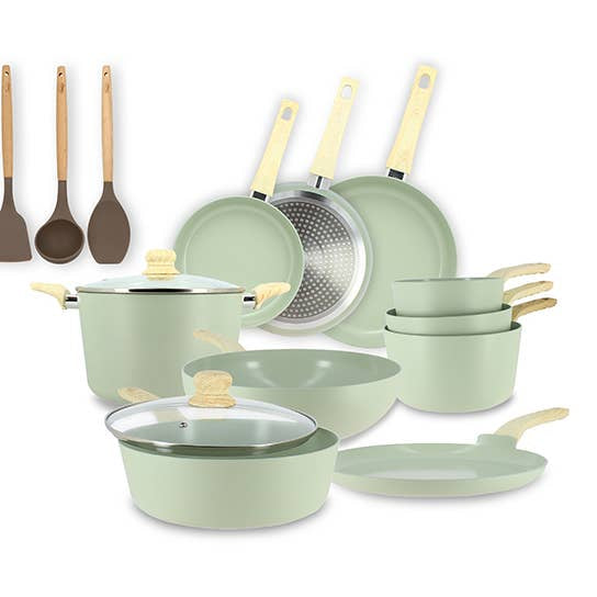 Set 13 Pièces Cuisson Colorama Céladon – Aluminium Anti-adhésif Induction