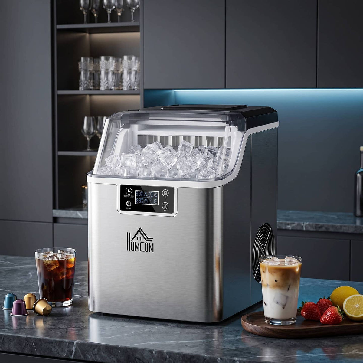 Machine à glaçons compacte 20 kg/jour – Inox avec auto-nettoyage