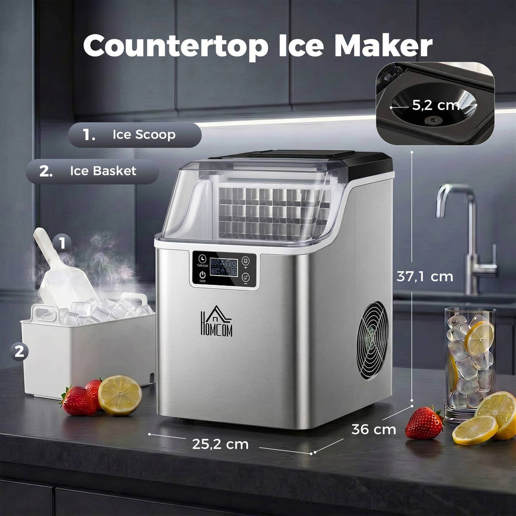Machine à glaçons compacte 20 kg/jour – Inox avec auto-nettoyage
