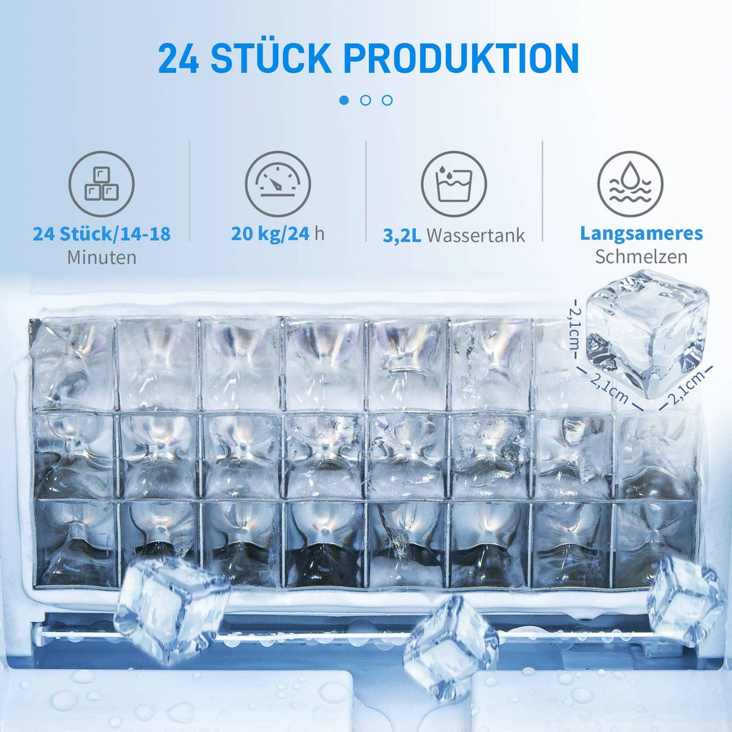 Machine à glaçons compacte 20 kg/jour – Inox avec auto-nettoyage