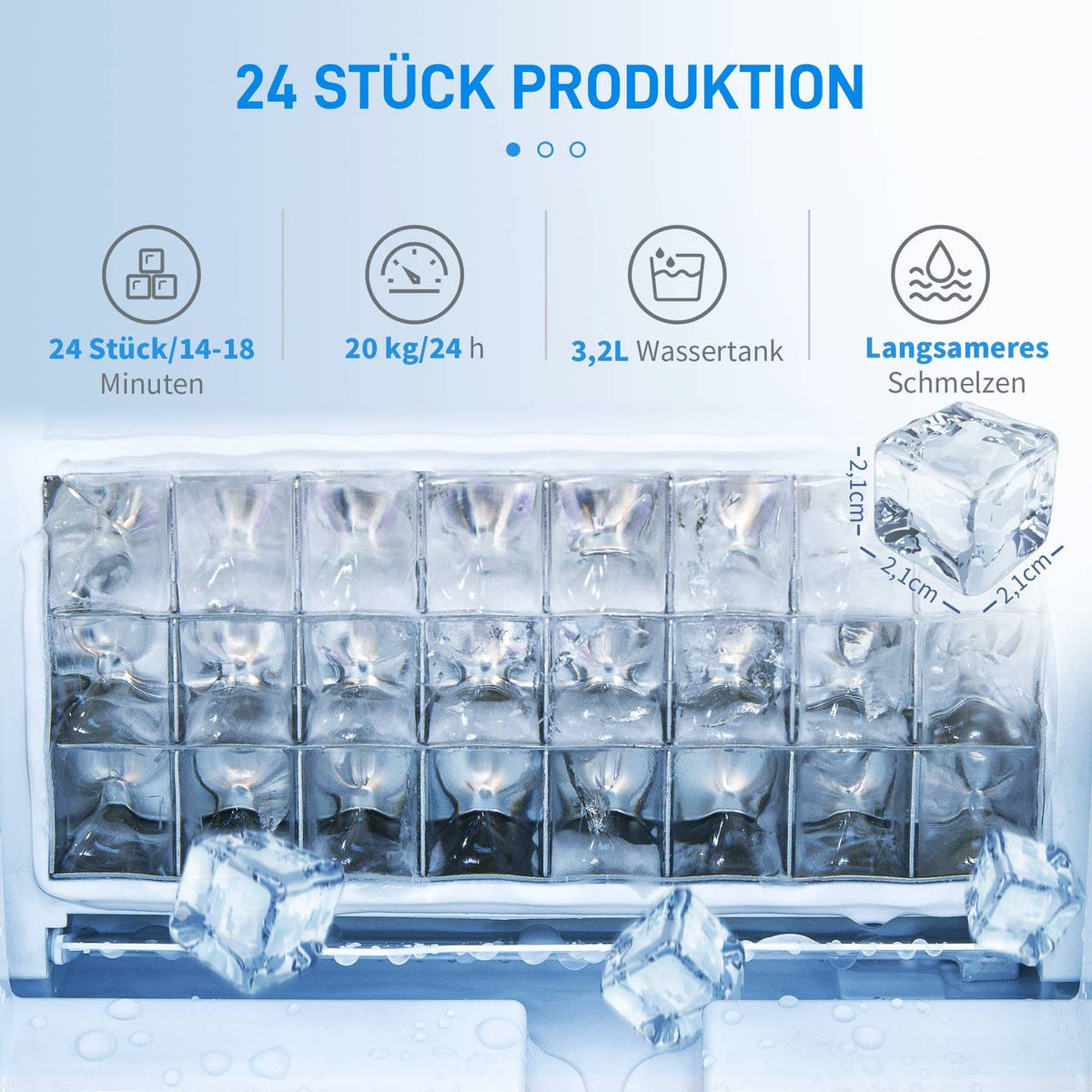 Machine à glaçons compacte 20 kg/jour – Inox avec auto-nettoyage