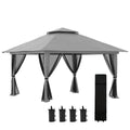 Pavillon pliant réglable 392×392 cm – Toit ventilé, 4 parois moustiquaires & poids inclus