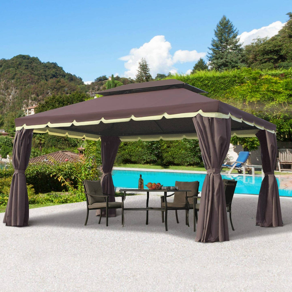 Pavillon de Terrasse 390×290 cm – Double Toit, 4 Parois Latérales & Drainage Intégré