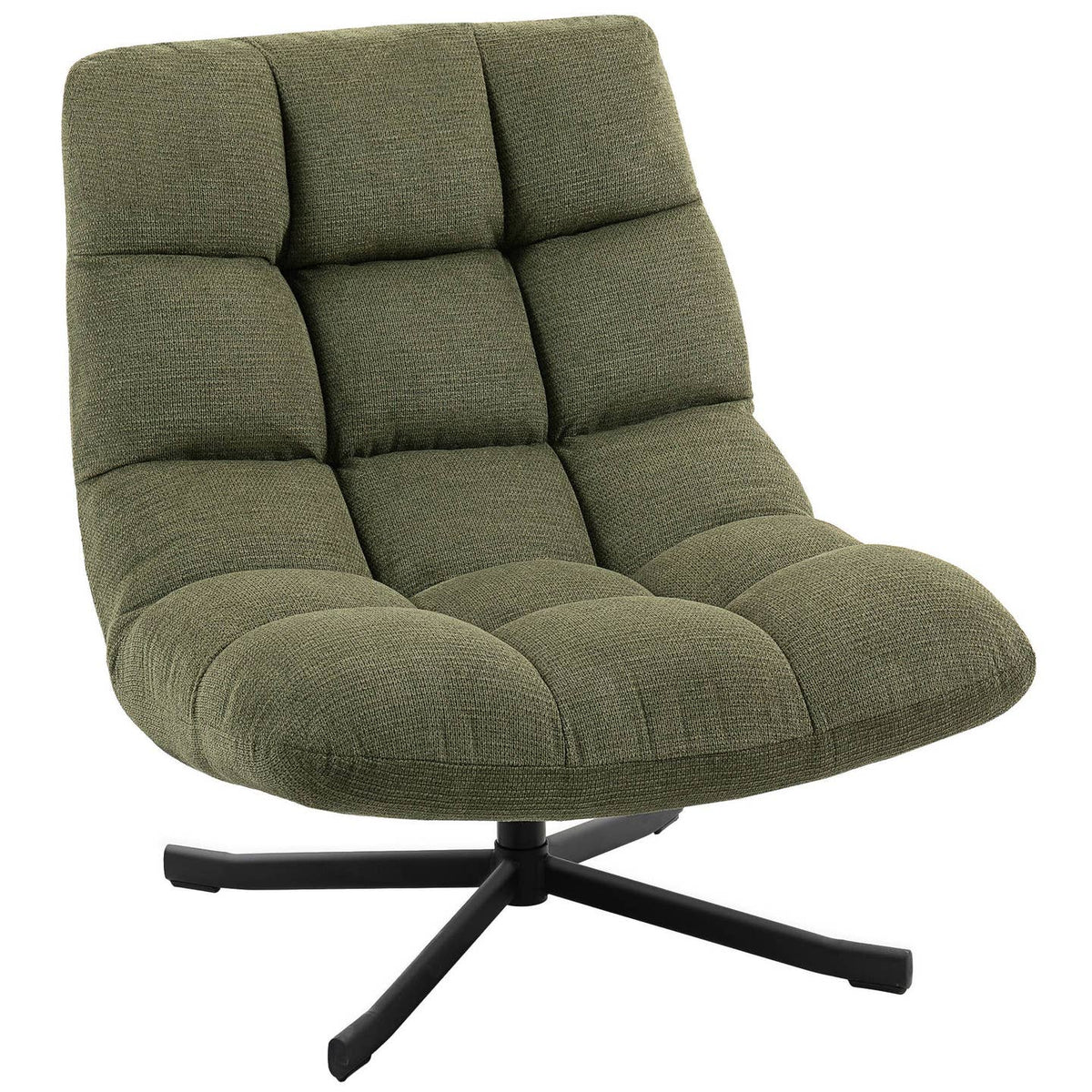 Fauteuil Lounge Pivotant 360° Chenille Vert – Assise 75 cm, Charge 120 kg