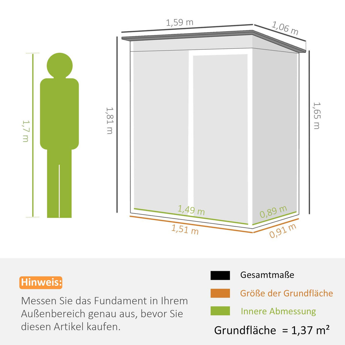 Abri de Jardin Métallique 159×106 cm – Porte Coulissante, Acier Galvanisé & Montage Facile