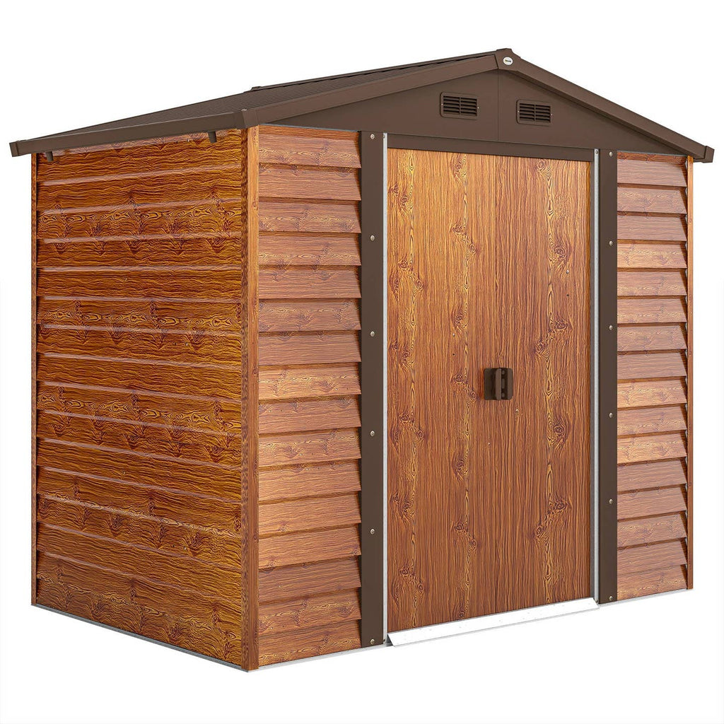 Abri de Jardin Acier Aspect Bois Brun – Portes Coulissantes Verrouillables