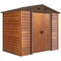 Abri de Jardin Acier Aspect Bois Brun – Portes Coulissantes Verrouillables
