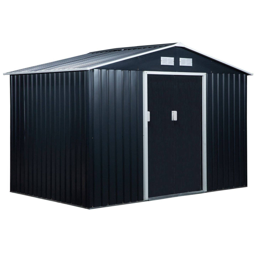 Abri de Jardin Acier Galvanisé Gris Charbon – Portes Coulissantes