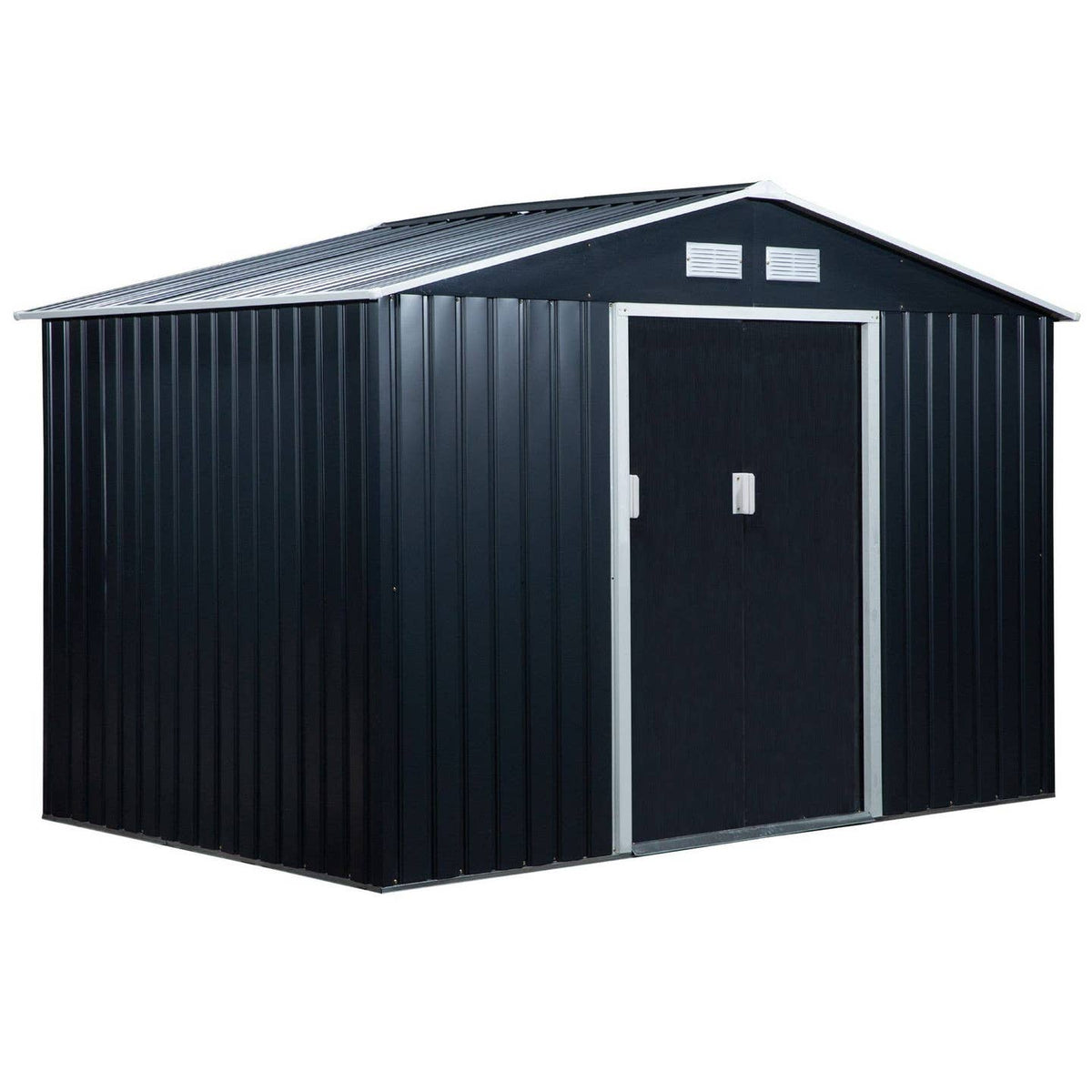 Abri de Jardin Acier Galvanisé Gris Charbon – Portes Coulissantes