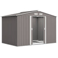 Abri de Jardin Acier Galvanisé Gris – 277×195×192 cm Portes Coulissantes