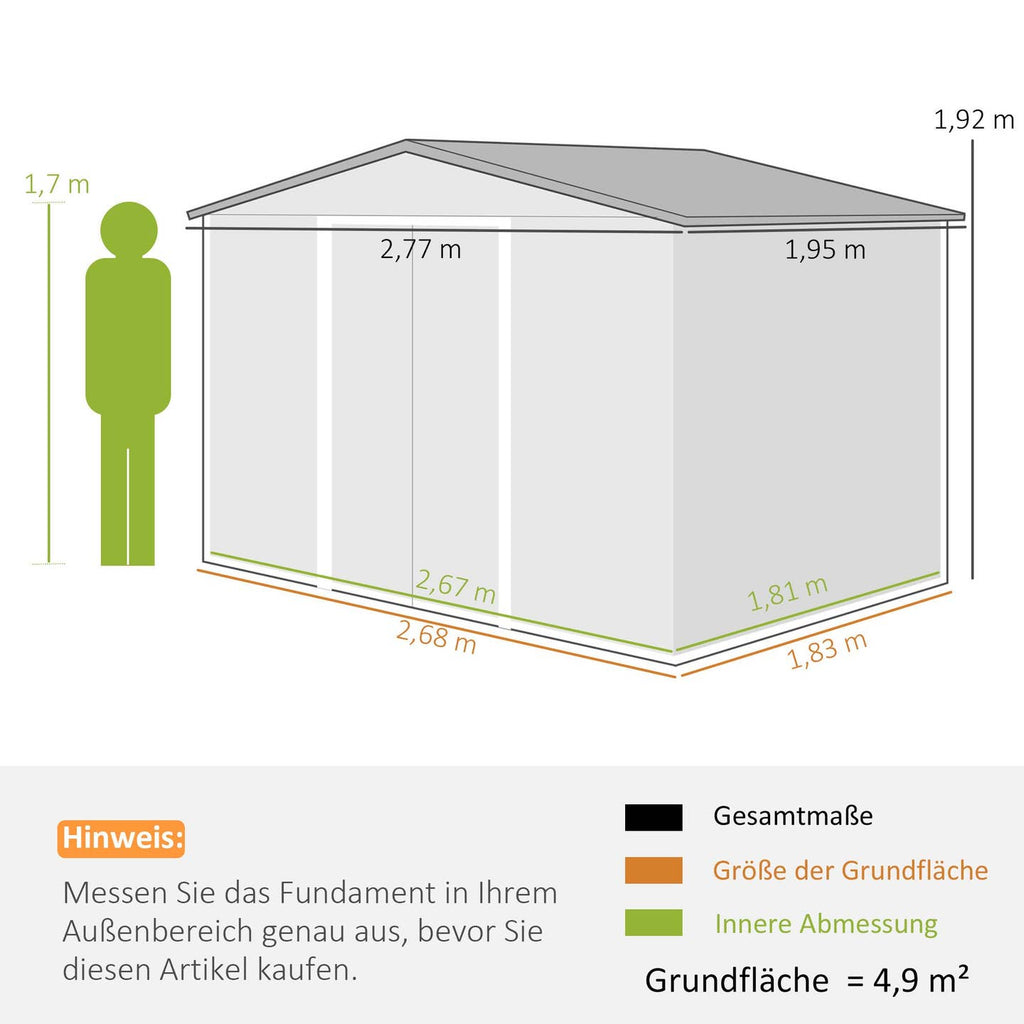Abri de Jardin Acier Galvanisé Vert Clair – 277×195×192 cm Portes Coulissantes